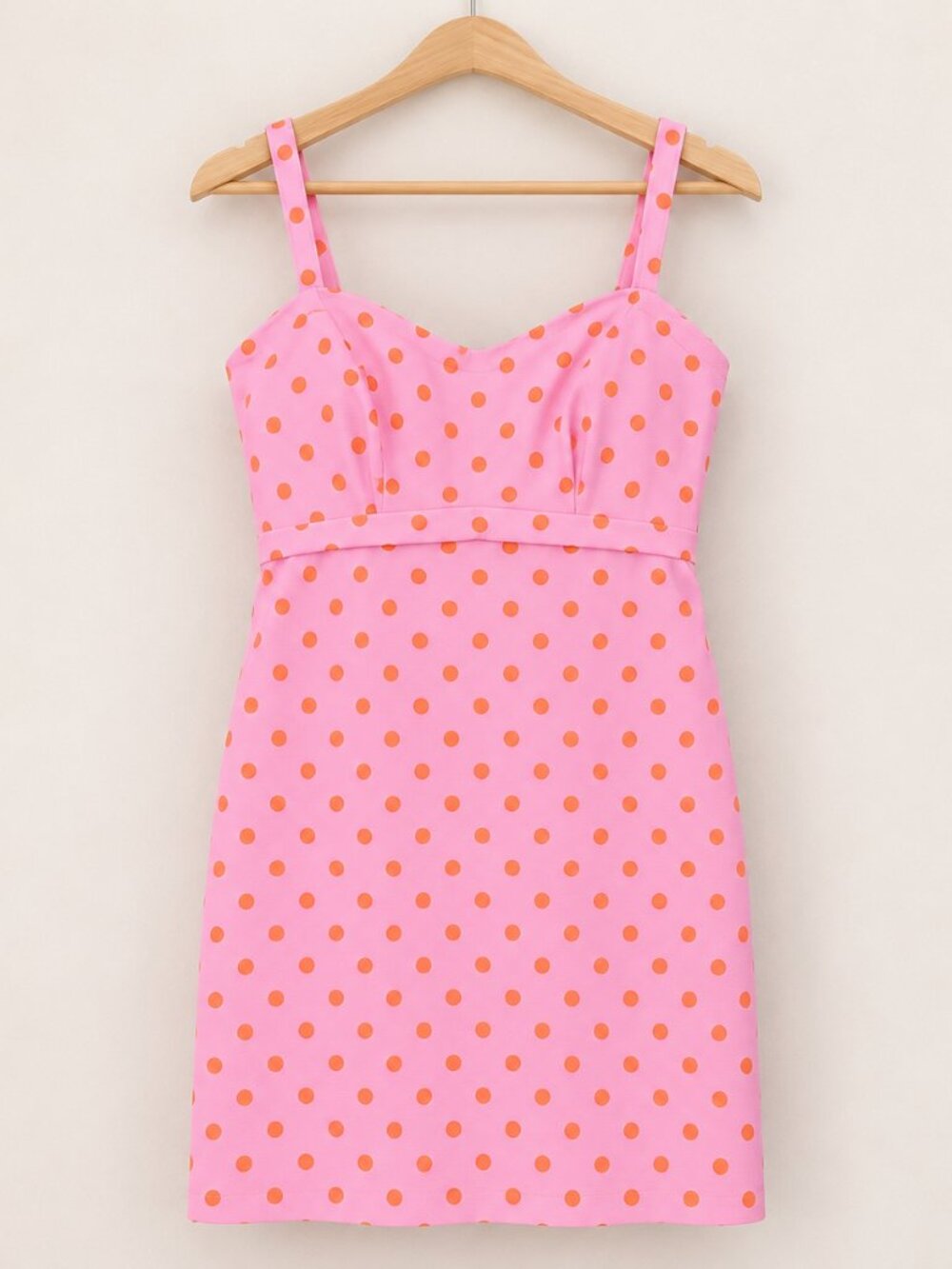 J. Crew Polka Dot Sweetheart Sheath Dress Size 16 Pink Orange Sleeveless